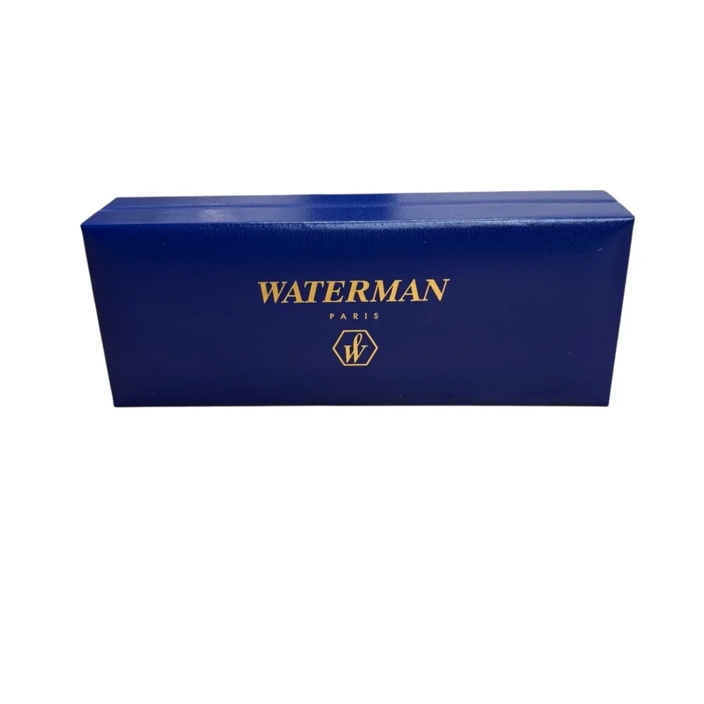 New Waterman Paris‎ Rollerball Pen Red Marble Gold Trim w/ Original Box Blue Ink